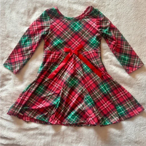 Plaid Dress with Red Bow - Picture 1 of 2